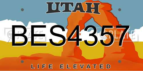 BES4357 Utah License Plate