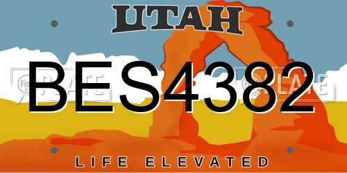 BES4382 Utah License Plate