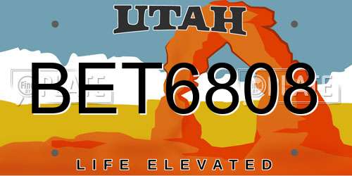 BET6808 Utah License Plate
