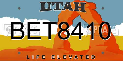 BET8410 Utah License Plate