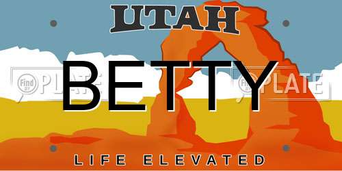 BETTY Utah License Plate
