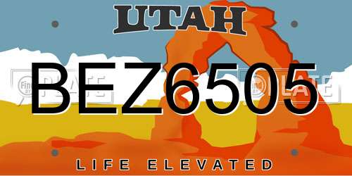 BEZ6505 Utah License Plate
