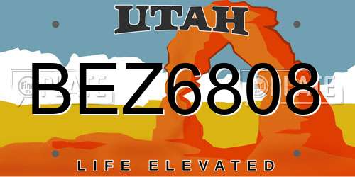 BEZ6808 Utah License Plate