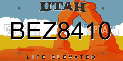 BEZ8410 Utah License Plate