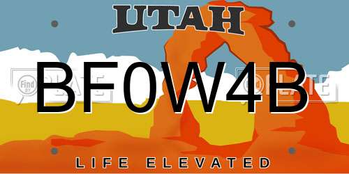 BF0W4B Utah License Plate