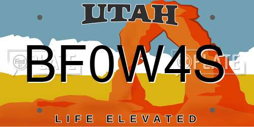 BF0W4S Utah License Plate