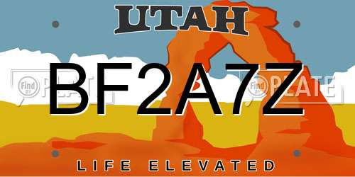 BF2A7Z Utah License Plate