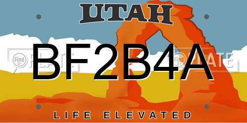 BF2B4A Utah License Plate