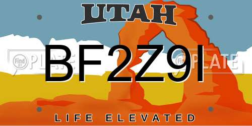 BF2Z9I Utah License Plate
