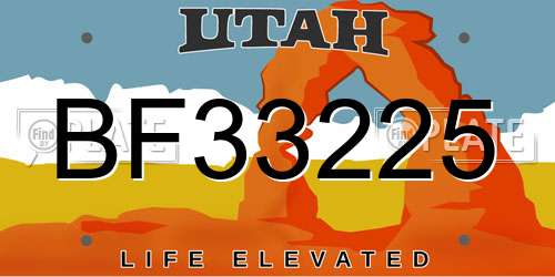 BF33225 Utah License Plate
