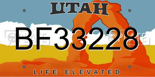 BF33228 Utah License Plate