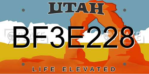 BF3E228 Utah License Plate
