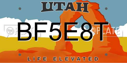 BF5E8T Utah License Plate