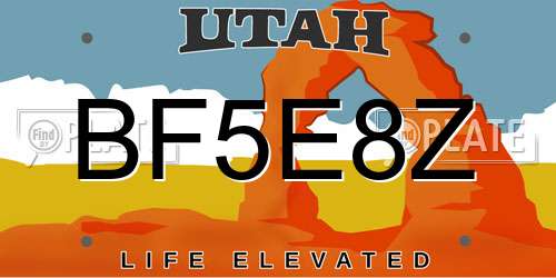 BF5E8Z Utah License Plate