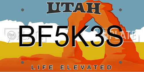 BF5K3S Utah License Plate