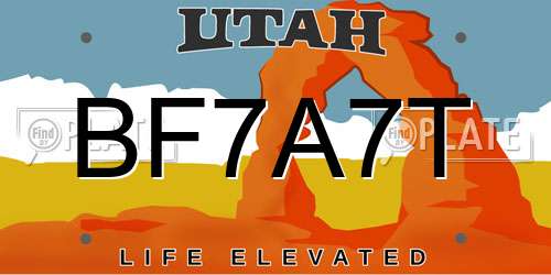 BF7A7T Utah License Plate