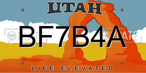 BF7B4A Utah License Plate