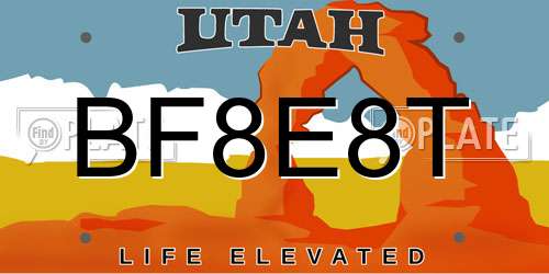BF8E8T Utah License Plate