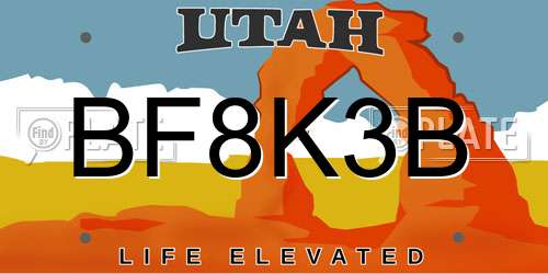 BF8K3B Utah License Plate