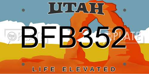 BFB352 Utah License Plate