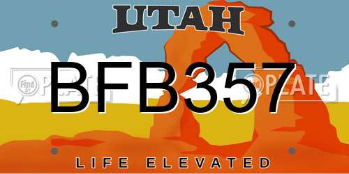 BFB357 Utah License Plate
