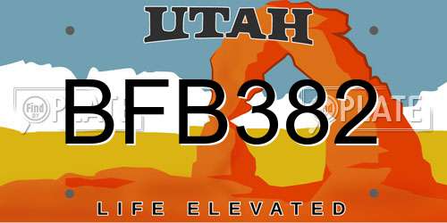 BFB382 Utah License Plate