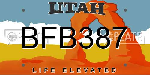 BFB387 Utah License Plate