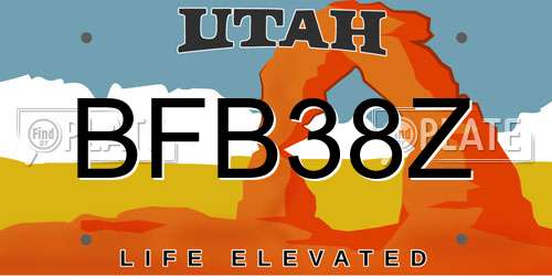 BFB38Z Utah License Plate