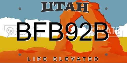 BFB92B Utah License Plate