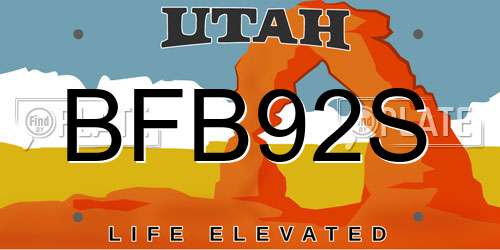 BFB92S Utah License Plate