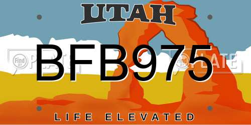 BFB975 Utah License Plate