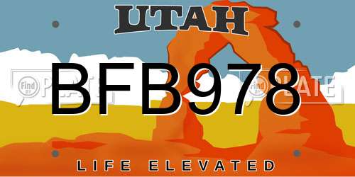 BFB978 Utah License Plate
