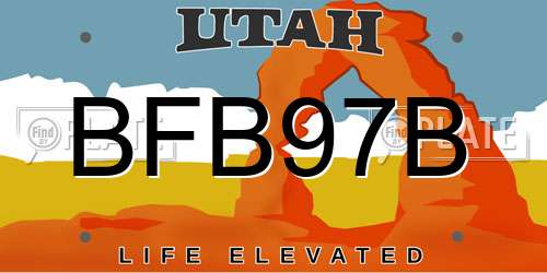 BFB97B Utah License Plate