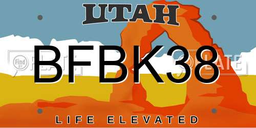 BFBK38 Utah License Plate