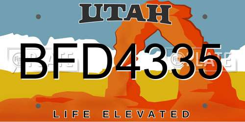 BFD4335 Utah License Plate