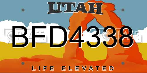 BFD4338 Utah License Plate