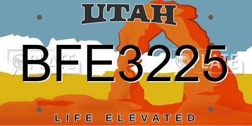 BFE3225 Utah License Plate