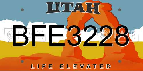 BFE3228 Utah License Plate