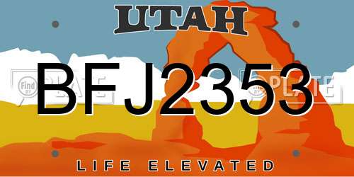 BFJ2353 Utah License Plate