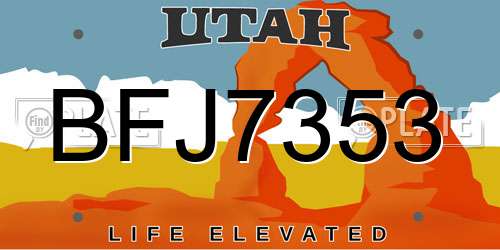 BFJ7353 Utah License Plate