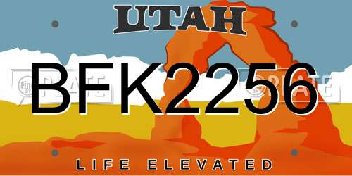 BFK2256 Utah License Plate