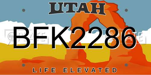 BFK2286 Utah License Plate