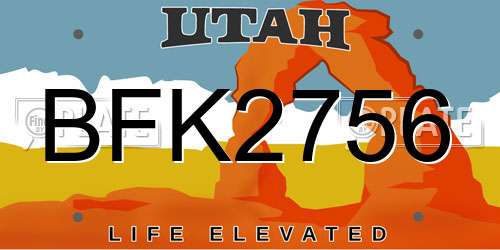BFK2756 Utah License Plate
