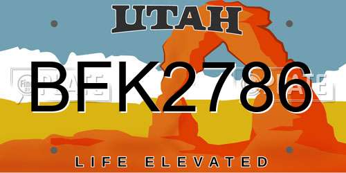 BFK2786 Utah License Plate