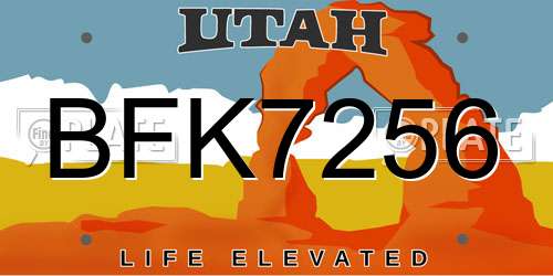 BFK7256 Utah License Plate