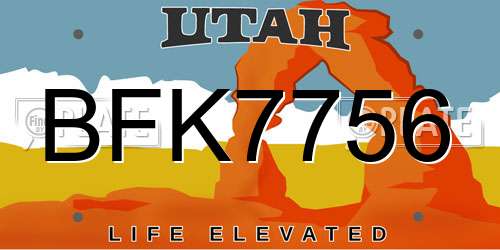 BFK7756 Utah License Plate