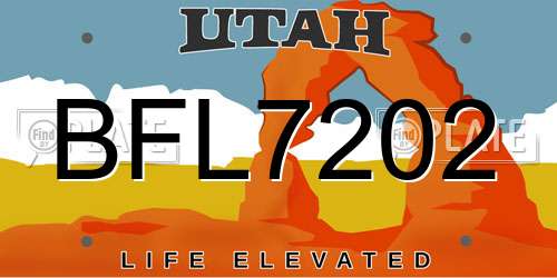 BFL7202 Utah License Plate