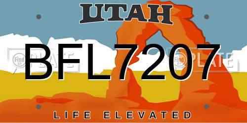 BFL7207 Utah License Plate