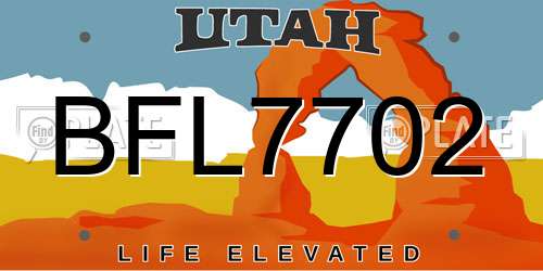BFL7702 Utah License Plate