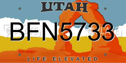 BFN5733 Utah License Plate